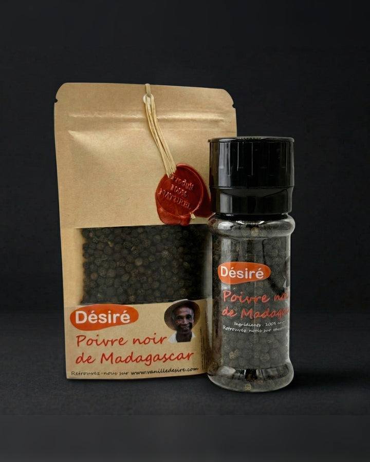 Poivre noir de Madagascar (sachet 50g + moulin 50g)