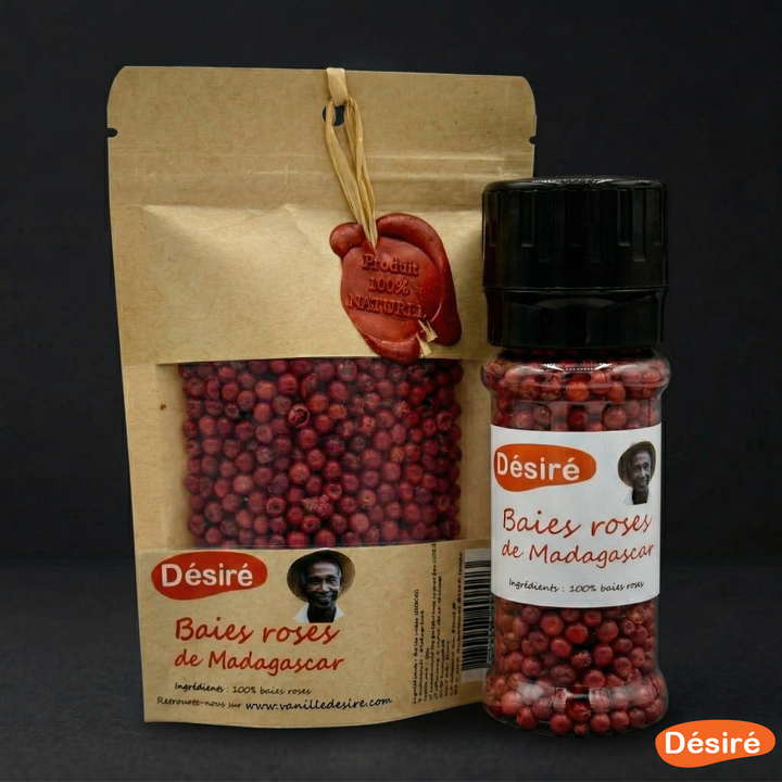 Baies roses de Madagascar (sachet 30g et moulin 30g)