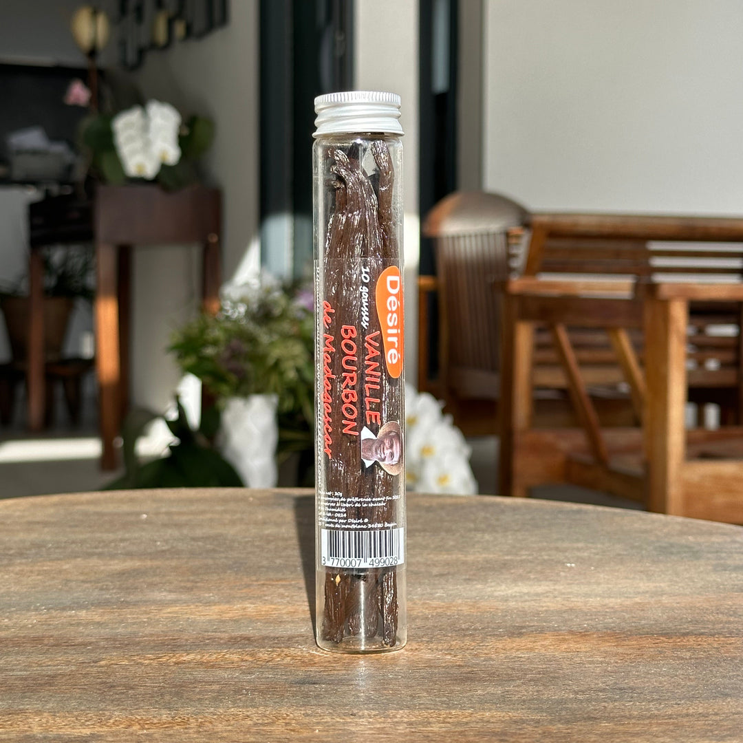 Vanille Bourbon de Madagascar 10 gousses (tube en verre)