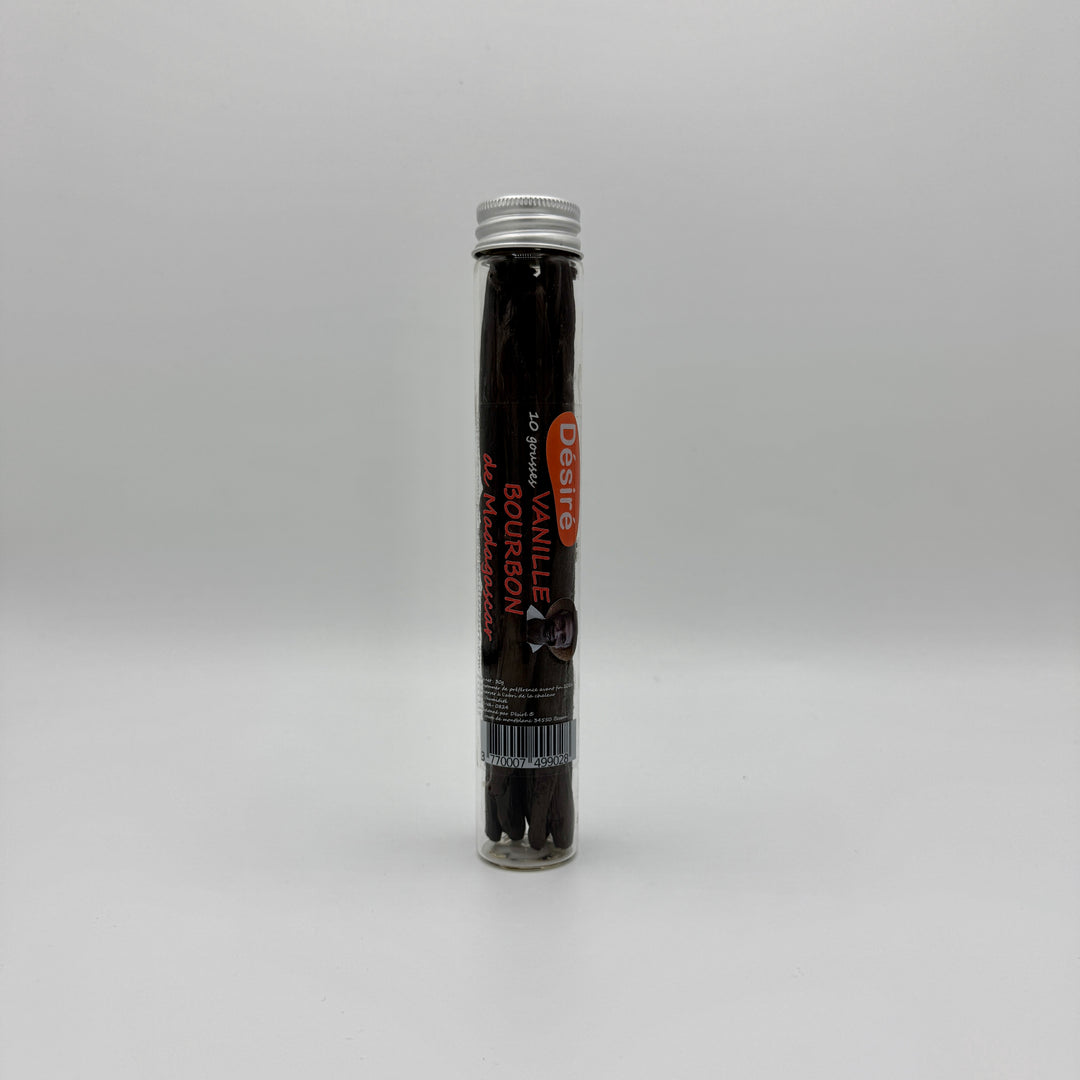 Vanille Bourbon de Madagascar 10 gousses (tube en verre)