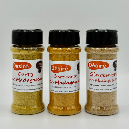 Épices de Madagascar - Cannelle, Gingembre & Curcuma