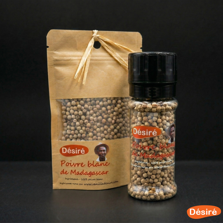Poivre blanc (sachet 50 g + moulin 50g)