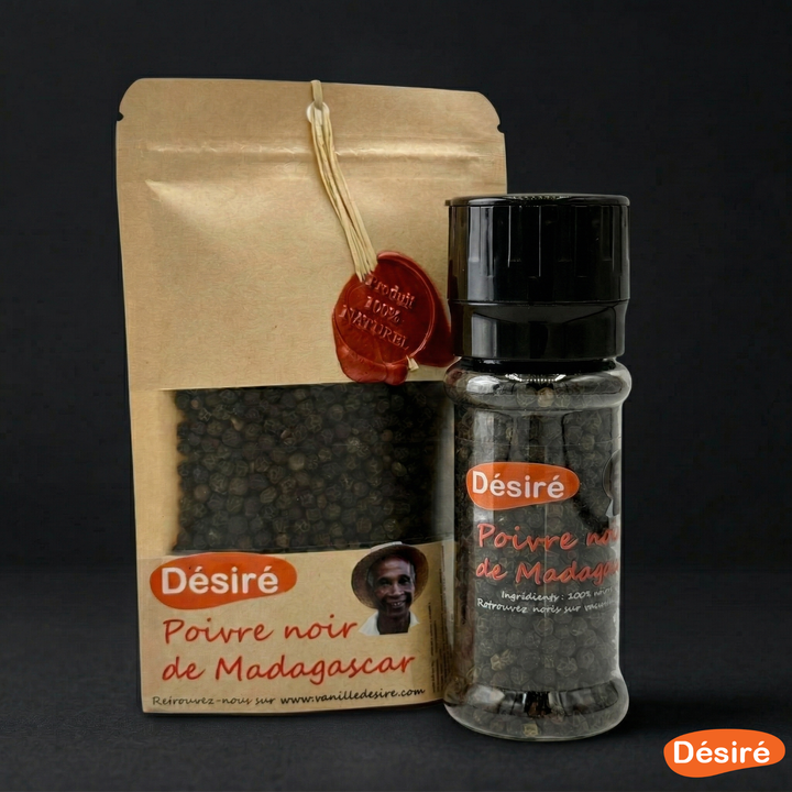 Poivre noir de Madagascar (sachet 50g + moulin 50g)