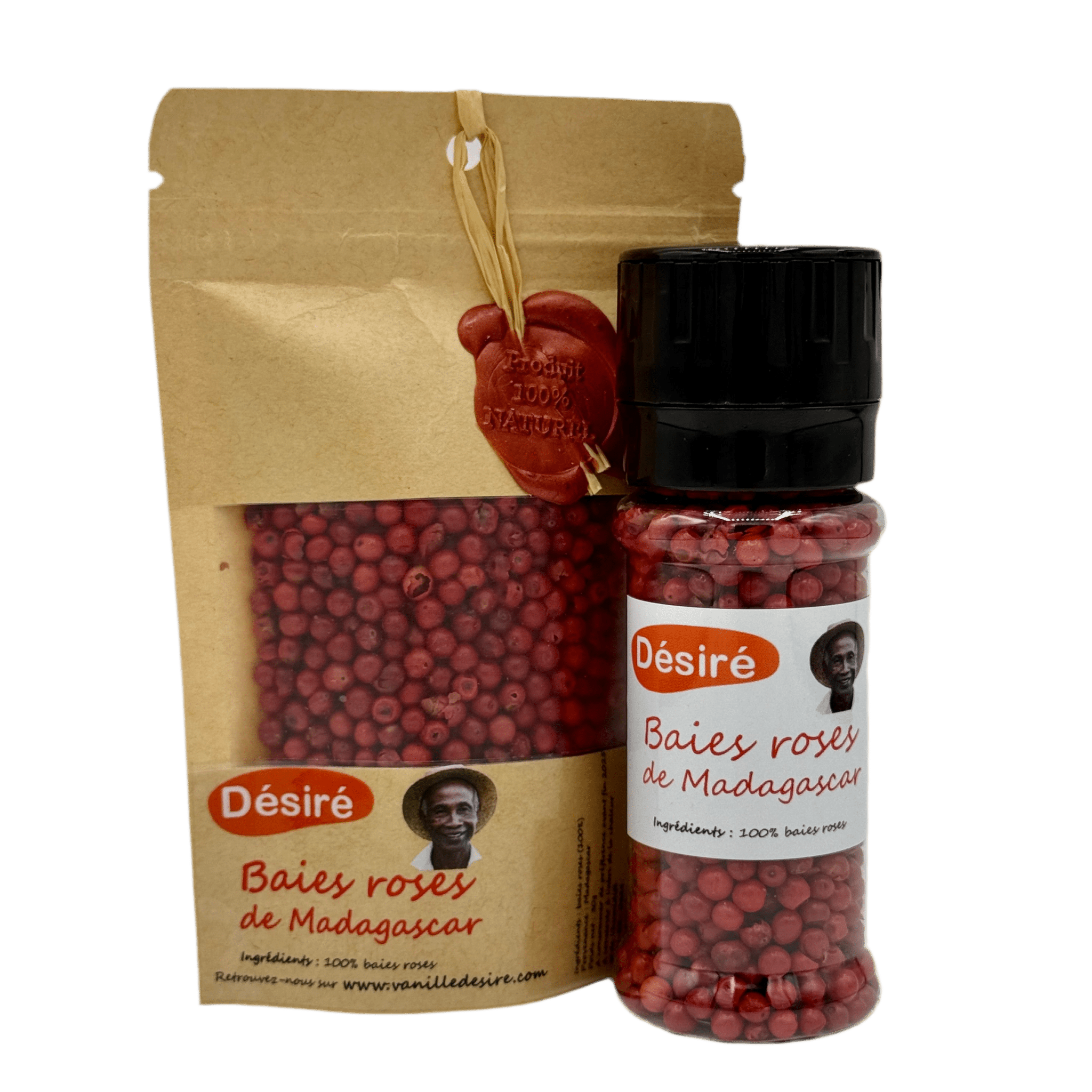 Baies roses de Madagascar (moulin rechargeable 30g et sachet 30g) - vanilledesire