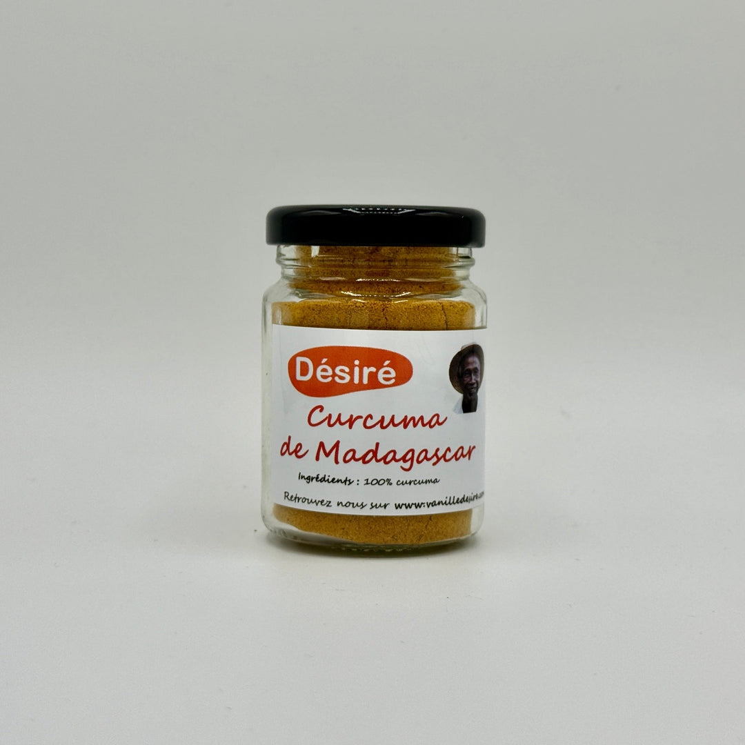 Curcuma de Madagascar (pot en verre rechargeable 40g) sur fond blanc - vanilledesire