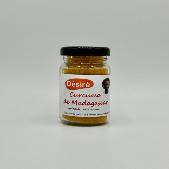 Curcuma de Madagascar (pot en verre rechargeable 40g) sur fond blanc - vanilledesire