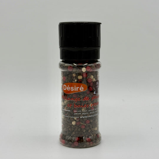Mélange 4 poivres et baies roses – moulin 50 g (fond blanc)