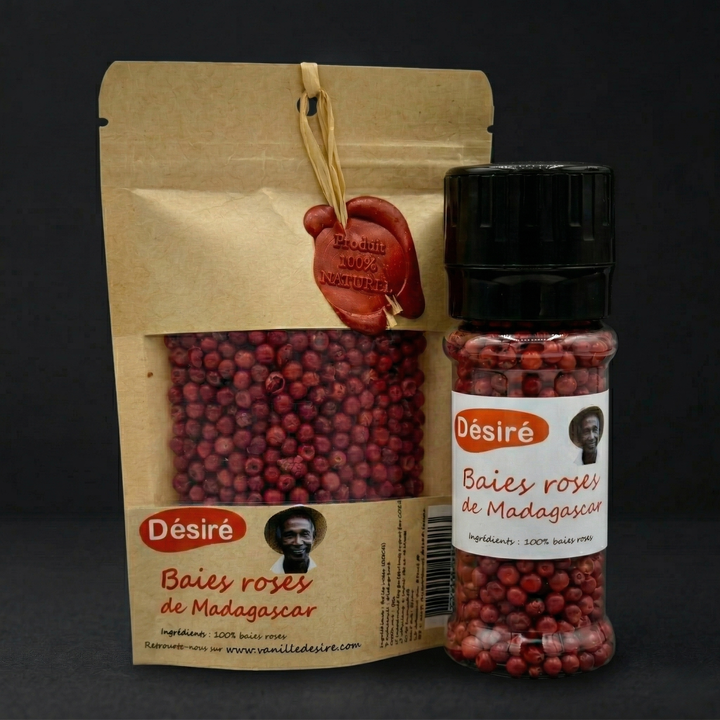 Baies roses de Madagascar (sachet 30g et moulin 30g)