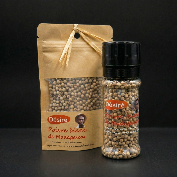 Poivre blanc (sachet 50 g + moulin 50g)