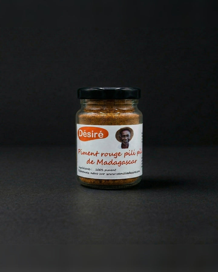Piment rouge pili-pili de Madagascar en poudre (pot en verre 40 g)
