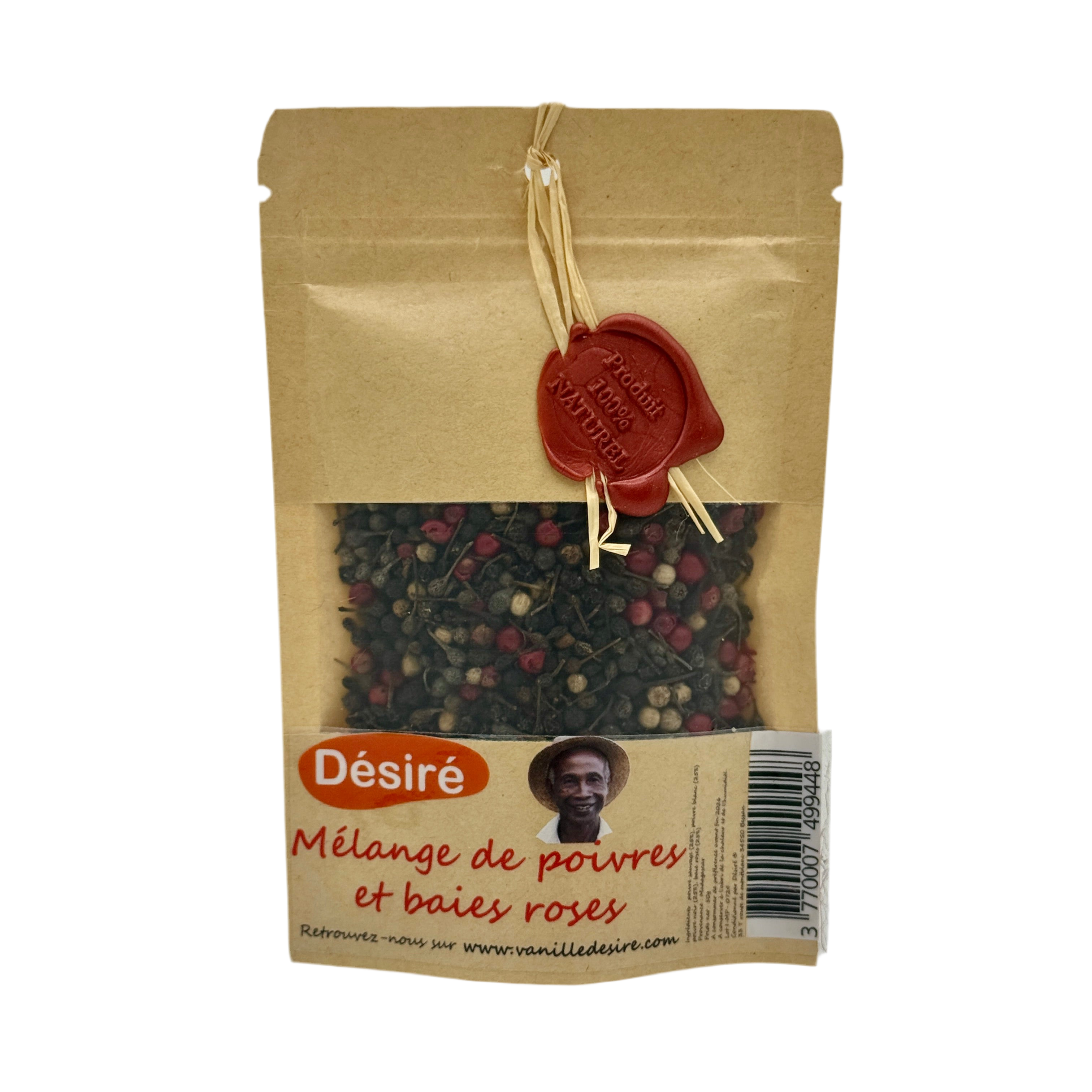 Mélange 4 poivres et baies roses – sachet 50 g
