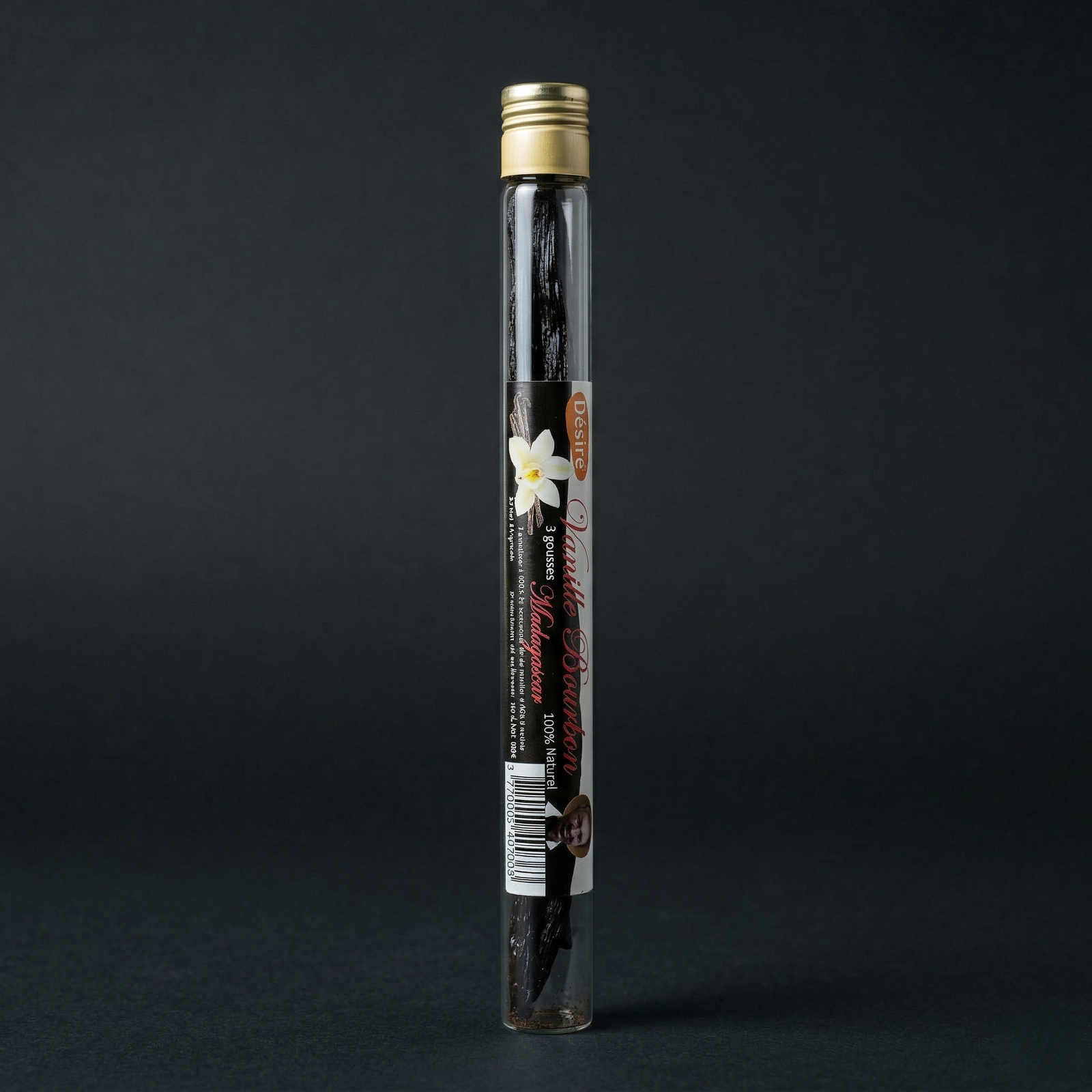 Vanille Bourbon de Madagascar 3 gousses (tube en verre)
